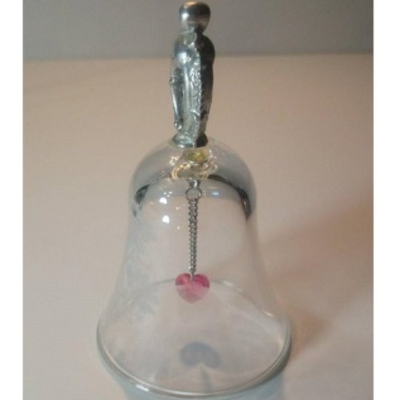 Glass Bell - Etched with Flowers & says "October" - Picture 4 of 6